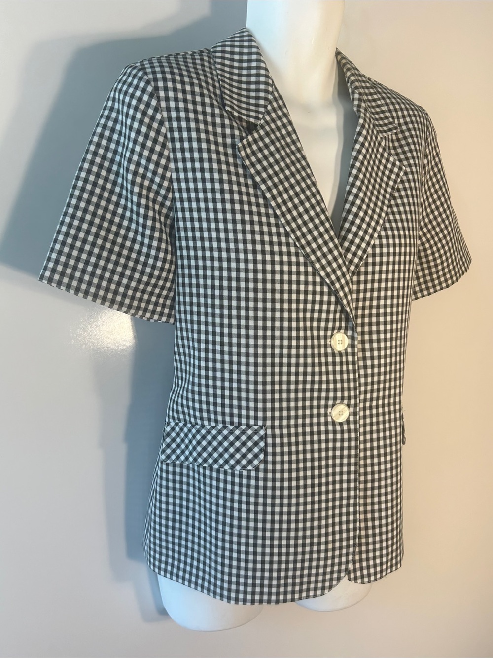 Requirements Gingham Check Black & White Blazer Preppy Career French Girl Staple